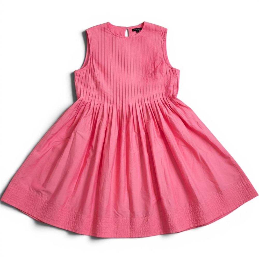 Free Assembly Pleated Mini Dress Womens L Pink Melon NWT Sleeveless Poplin